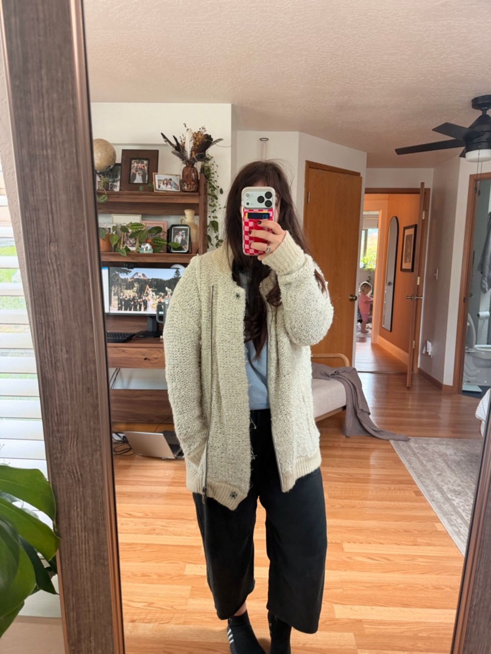 Free People Cream Textured Zip Cardigan - Picture 4 of 5
